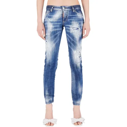 Slim Fit Zerrissene Jeans , Damen, Größe: 4XS - Dsquared2 - Modalova