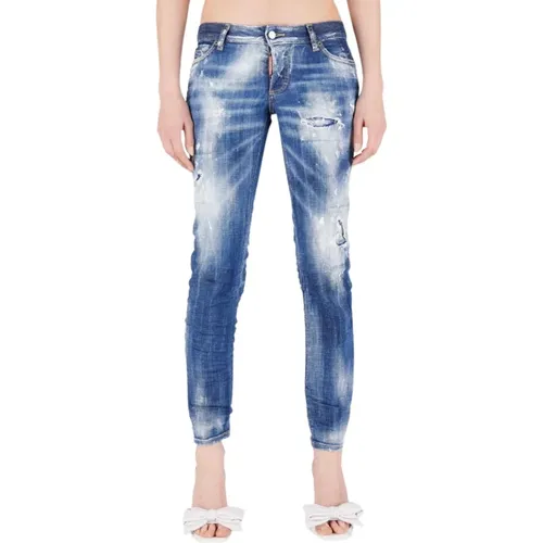 Slim Fit Zerrissene Jeans , Damen, Größe: XS - Dsquared2 - Modalova