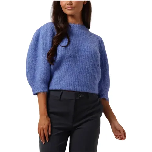 Blaue Bow Rib Strickpullover , Damen, Größe: L - Co'Couture - Modalova