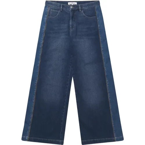 Wide Leg Jeans with Decorative Zippers , female, Sizes: XL, XS, L, 2XL, S, M - Munthe - Modalova