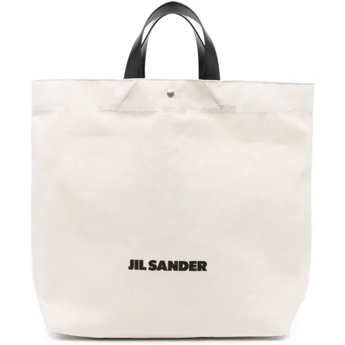 Weiße Taschen mit Lederbesatz und Logo-Druck - Jil Sander - Modalova