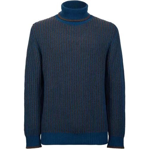 Herren Rollkragenpullover in Grün, und mit zweifarbiger Plated-Rippe , Herren, Größe: XL - Gallo - Modalova