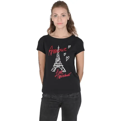 Schwarzes Baumwoll-T-Shirt - Love Moschino - Modalova