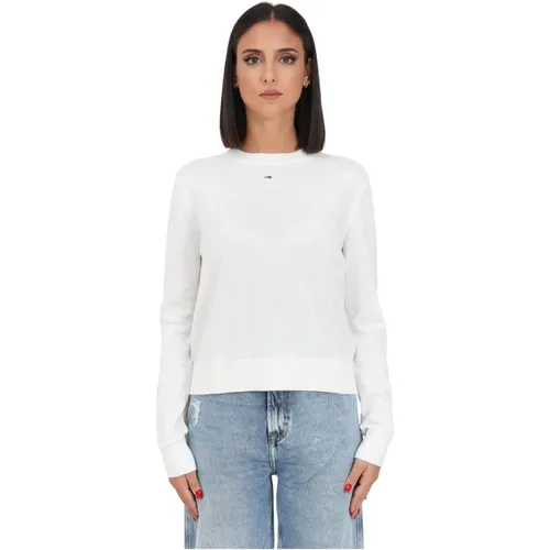 Damen Pullover in Weiß mit Markenlogo , Damen, Größe: XL - Tommy Jeans - Modalova