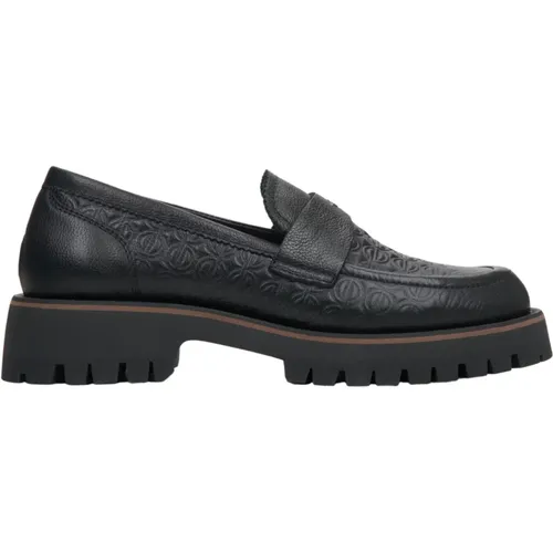 Elegante Schwarze Leder Loafers , Damen, Größe: 39 EU - Estro - Modalova