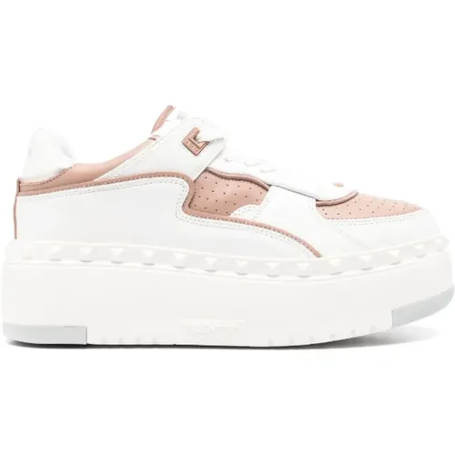 Leather sneakers with Rockstud detailing , female, Sizes: 5 UK, 6 1/2 UK, 3 UK, 4 UK, 6 UK, 4 1/2 UK, 3 1/2 UK, 5 1/2 UK - Valentino - Modalova