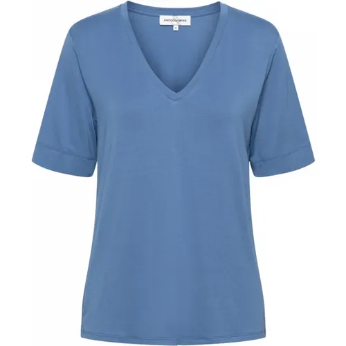 V-Ausschnitt Jersey Top mit Kurzen Ärmeln , Damen, Größe: XS - &Co Woman - Modalova