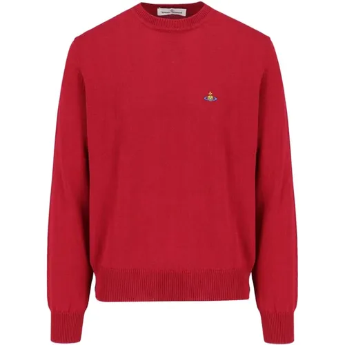 Roter Bio-Baumwollpullover mit Orb-Logo , Herren, Größe: L - Vivienne Westwood - Modalova