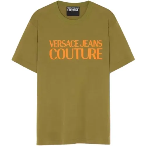 Grünes Logo T-Shirt , Herren, Größe: L - Versace Jeans Couture - Modalova