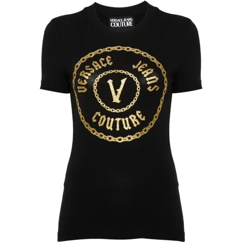 T-shirt with Elastane Blend , female, Sizes: M, S, 2XS - Versace Jeans Couture - Modalova