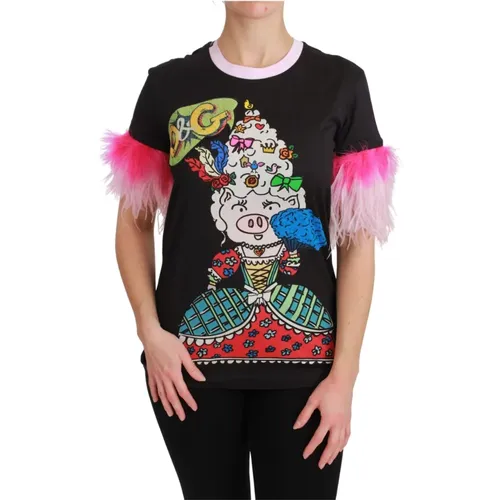 Jahr des Schweins T-Shirt, Bunter Crewneck-Top - Dolce & Gabbana - Modalova