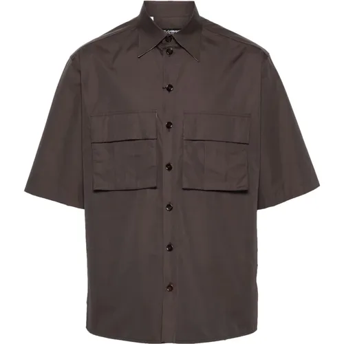 Hawaii Shirt Cotton Poplin , male, Sizes: L - Dolce & Gabbana - Modalova