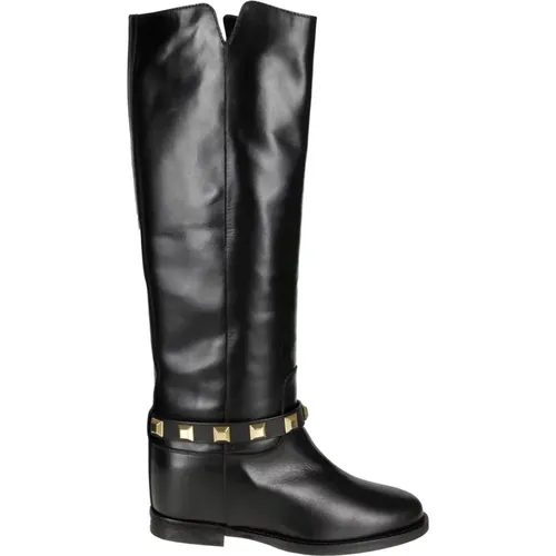Italian Leather Boots - , 8cm Heel , female, Sizes: 4 1/2 UK, 3 UK, 5 1/2 UK, 4 UK, 7 UK, 5 UK - Via Roma 15 - Modalova