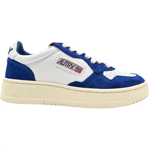 Offene Niedrige Damen Leder Sneakers Blau , Damen, Größe: 37 EU - Autry - Modalova