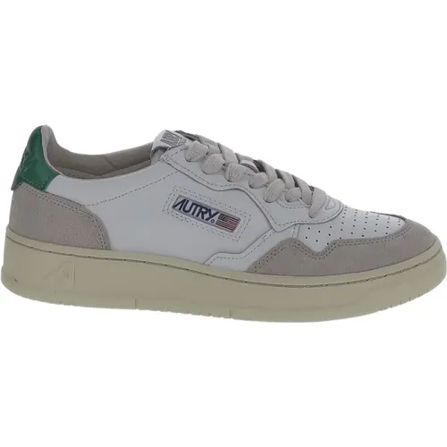 Weiße Low-Top-Sneakers mit Grünem Tag , Damen, Größe: 35 EU - Autry - Modalova