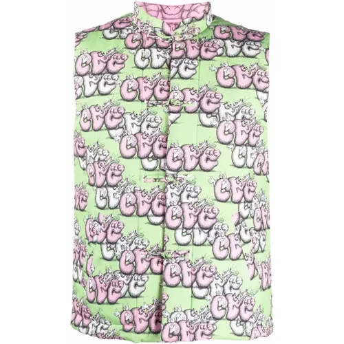 Multicolour Cotton-Blend Logo-Print Fitted Gilet , male, Sizes: L - Comme des Garçons - Modalova