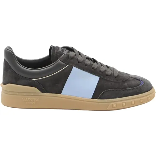 Blue Suede Low-Top Sneakers Grey , male, Sizes: 10 UK, 6 UK - Valentino Garavani - Modalova