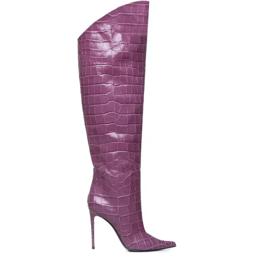 Violet Crocodile Print Leather Boots , female, Sizes: 4 1/2 UK, 5 1/2 UK - Giuliano Galiano - Modalova