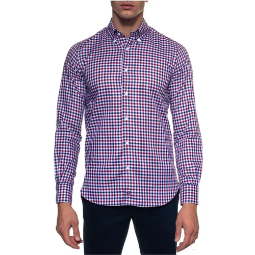 Italian Checkered Button-Down Casual Shirt , male, Sizes: S - Càrrel - Modalova