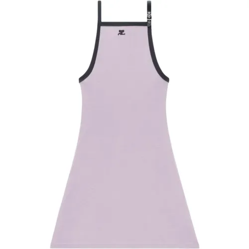 Lila Kleid mit Ausgestelltem Rock und Besticktem Logo , Damen, Größe: S - Courrèges - Modalova