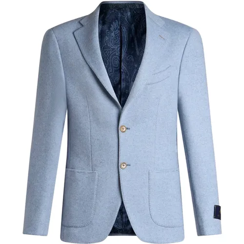 Blauer Woll-Kaschmir-Blazer mit Paisley-Motiv - ETRO - Modalova