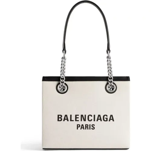 Canvas Tote Bag with Leather Trim , female, Sizes: ONE SIZE - Balenciaga - Modalova