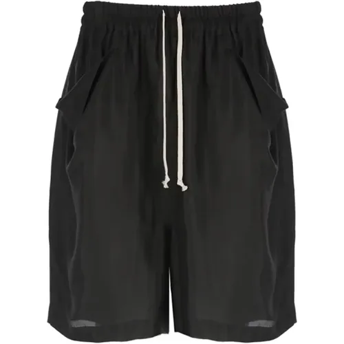 Schwarze Shorts mit elastischem Bund und Taschen - Rick Owens - Modalova