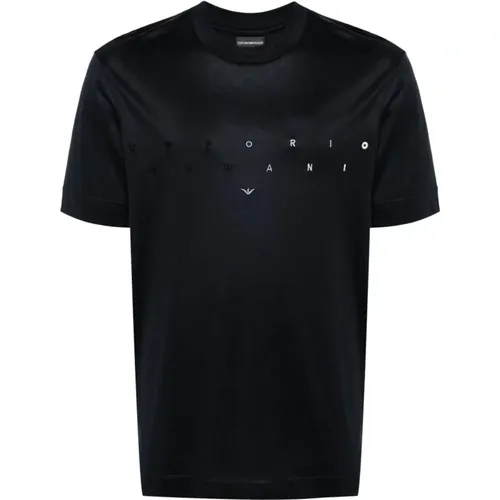 Navy Cotton T-Shirt , male, Sizes: L, M, S - Emporio Armani - Modalova