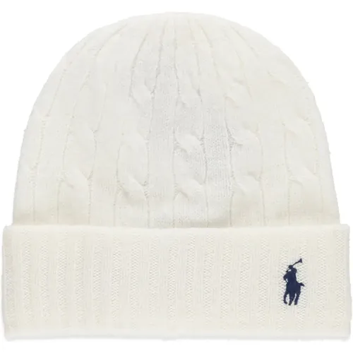 Ivory Wool Cashmere Beanie Woman Beanie , female, Sizes: ONE SIZE - Ralph Lauren - Modalova