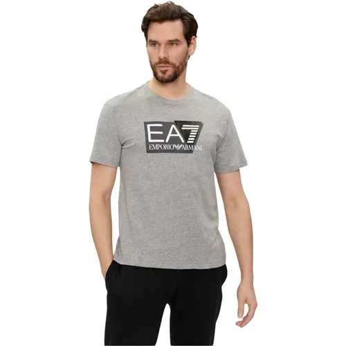 Logo Print TShirt - Gris , Herren, Größe: S - Emporio Armani EA7 - Modalova