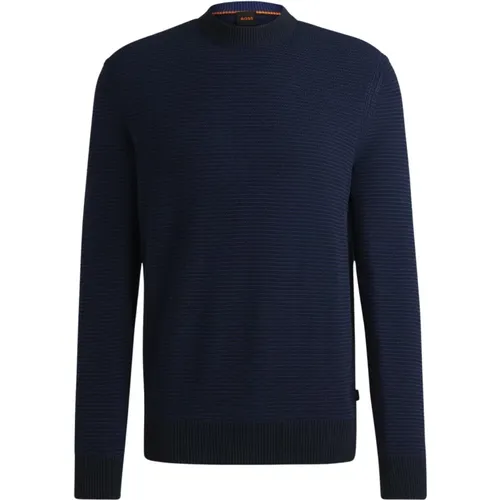 Blauer Pullover Regular Fit Bicolor , Herren, Größe: M - Hugo Boss - Modalova