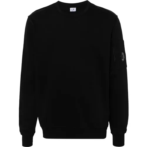 Schwarzer Leichter Crew Neck Sweatshirt , Herren, Größe: M - C.P. Company - Modalova