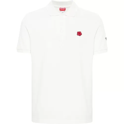 Weiße Blumen Polo Shirt Baumwolle , Herren, Größe: M - Kenzo - Modalova