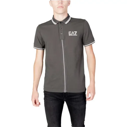 Grey Button-Front Polo Shirt , male, Sizes: M, S, XL - Emporio Armani EA7 - Modalova