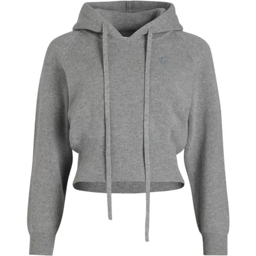 Embroidered Logo Grey Sweater Hoodie , female, Sizes: M, L - Patou - Modalova