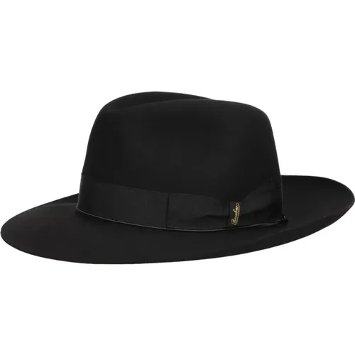 Klassischer Fedora Hut Schwarz , Herren, Größe: 58 CM - Borsalino - Modalova