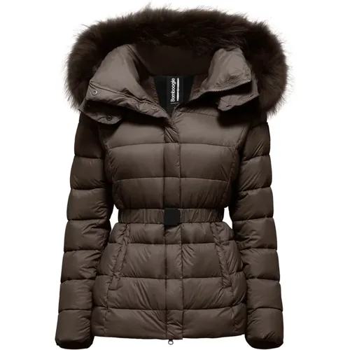 Short Down Jacket with Fur Hood , female, Sizes: XL, S - BomBoogie - Modalova