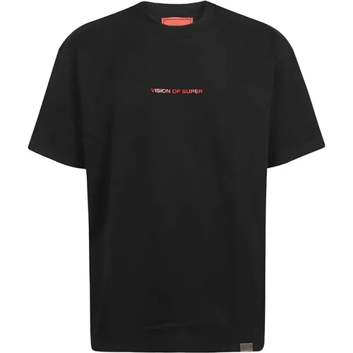 T-Shirts,Schwarzes T-Shirt mit Slogan-Druck - Vision OF Super - Modalova