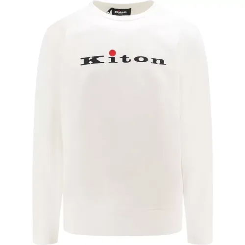 Weißer Rippstrick-Sweatshirt , Herren, Größe: M - Kiton - Modalova