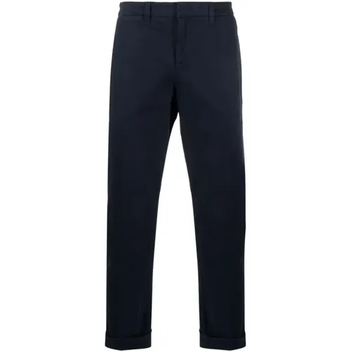 Navy Capri Cotton Trousers , male, Sizes: W31 - Fay - Modalova