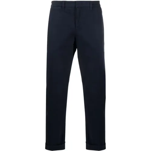 Navy Capri Cotton Trousers , male, Sizes: W33, W30, W31 - Fay - Modalova