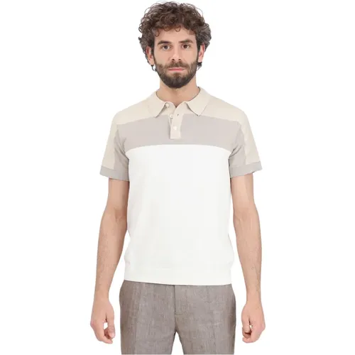 Creme und Beige Gestreiftes Poloshirt , Herren, Größe: S - Selected Homme - Modalova