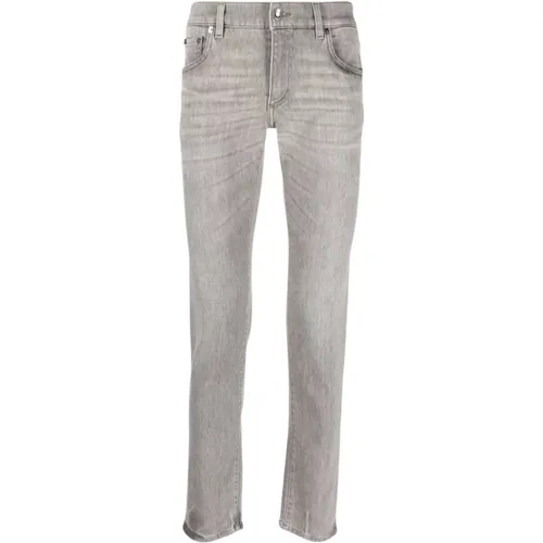 Slim-Fit Grey Overdyed Jeans , male, Sizes: L - Dolce & Gabbana - Modalova
