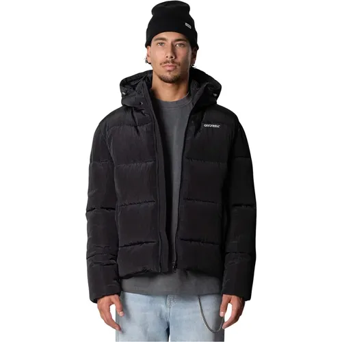 Schwarze Herren Winterjacke mit Kapuze - Quotrell - Modalova