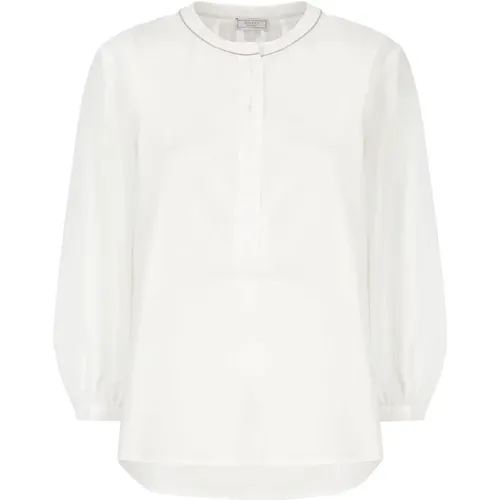 Weißes Baumwollhemd mit Hellen Details - PESERICO - Modalova