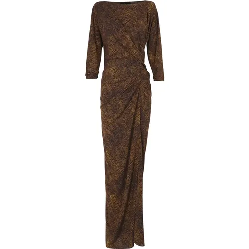 Animal Print Silk Asymmetric Long Dress , female, Sizes: XL, 2XL, S, XS, L, M - Cortana - Modalova