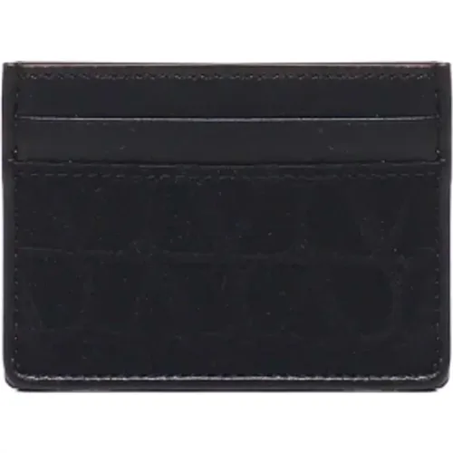 Leather Card Holder Wallet , male, Sizes: ONE SIZE - Valentino Garavani - Modalova