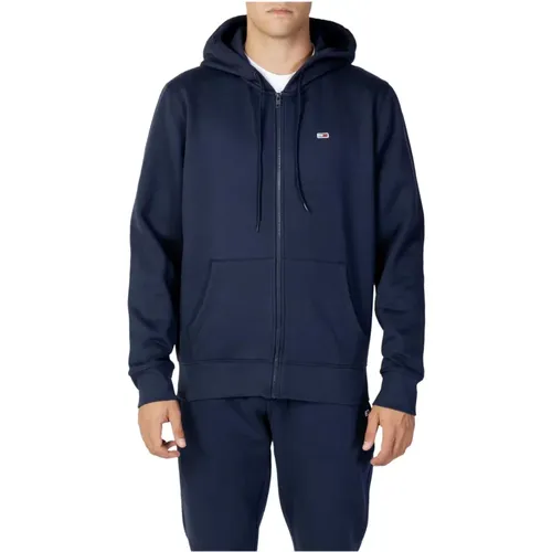 Blaue einfarbige Kapuzen-Sweatshirt mit Reißverschluss - Tommy Jeans - Modalova