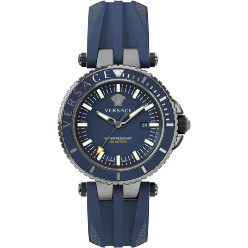 Taucher Blaues Zifferblatt Stahlgehäuse Uhr - Versace - Modalova