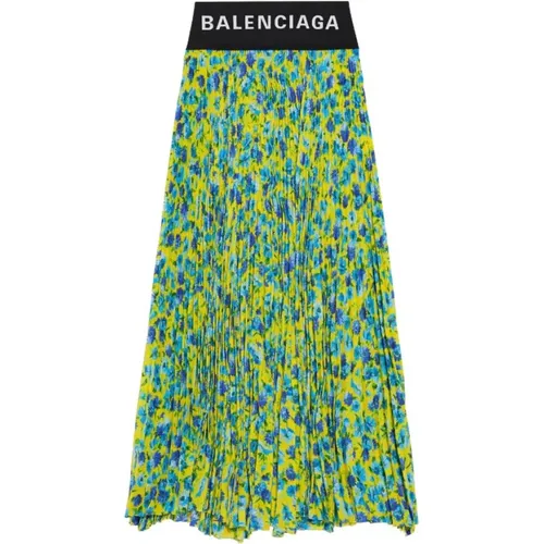 Blumenmuster Plissierter Midi-Rock - Balenciaga - Modalova